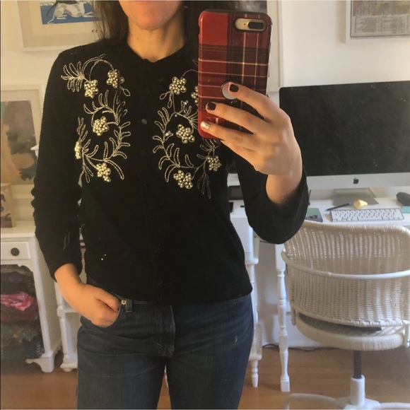 vintage 50s beaded embroidered sweater - Picture 8 of 8